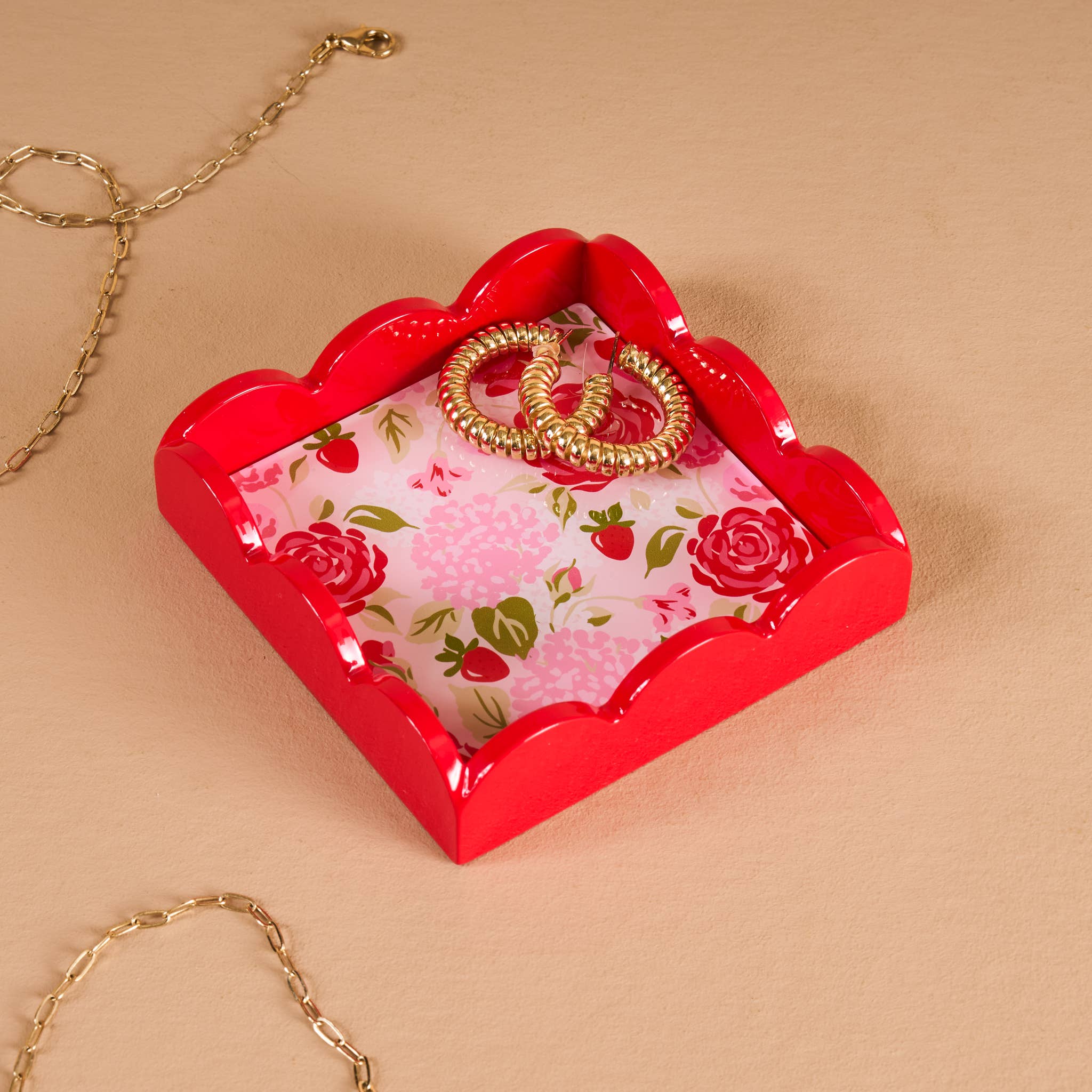 Scalloped Trinket Tray-Rose Garden