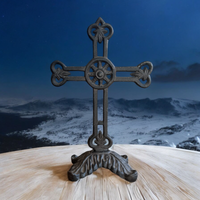 Cast Iron Filigree Table Cross on Rectangular Pedestal Base