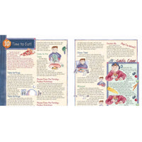 Educational book page with illustrations and text on a white background
