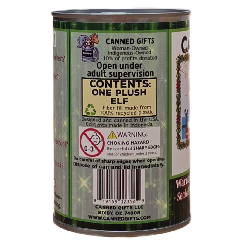 Canned Elf | Christmas Plush in a Can w/Jokes | Magical: Pop Top Lid
