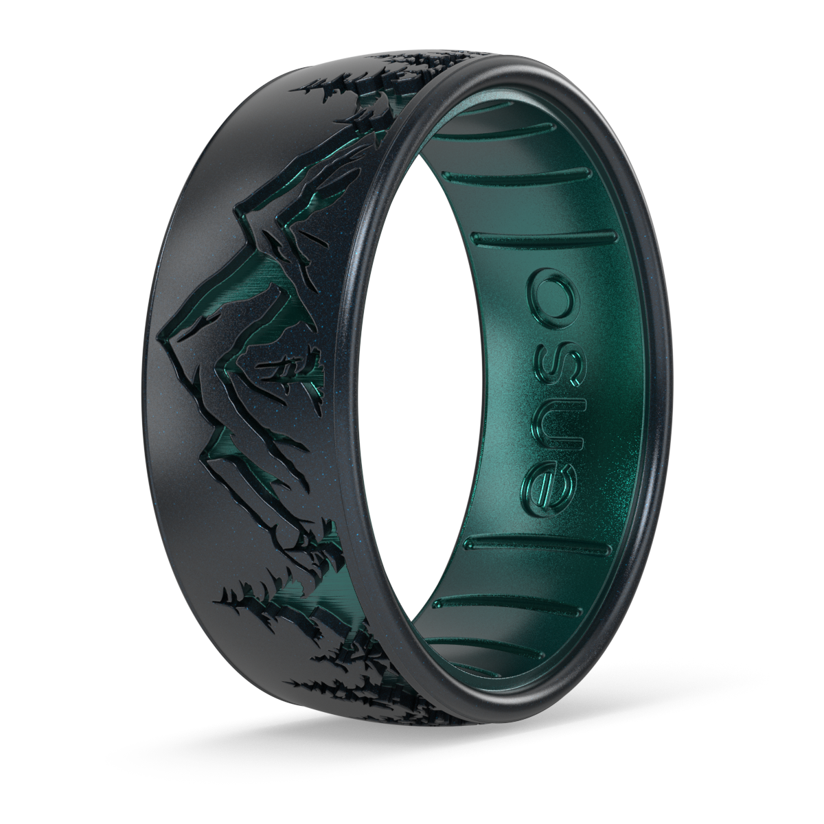 Etched Silicone Ring - Peak - Black Pearl/Emerald