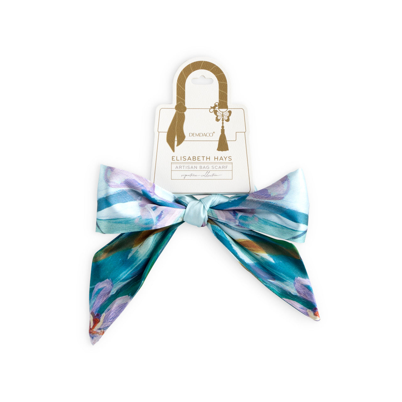 Blue Floral Skinny Tie Bag Scarf