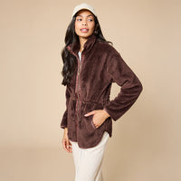 DreamPlush Double Zip Jacket-Espresso