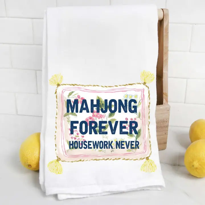Mahjong Forever Housework Never Tea Towel
