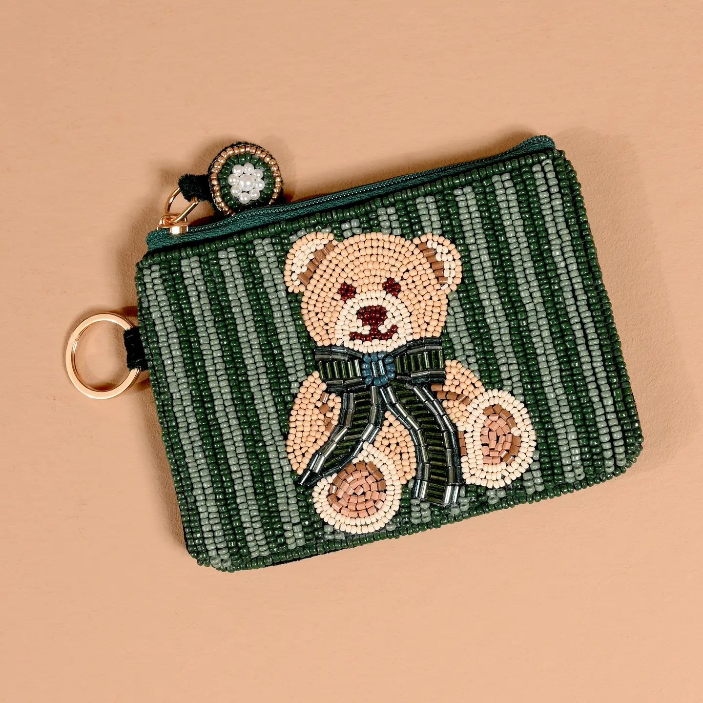 Beaded Teddy Bear Theo Handcrafted Beaded Pouch
