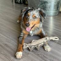 Natural Leather Trout Tug Dog Toy