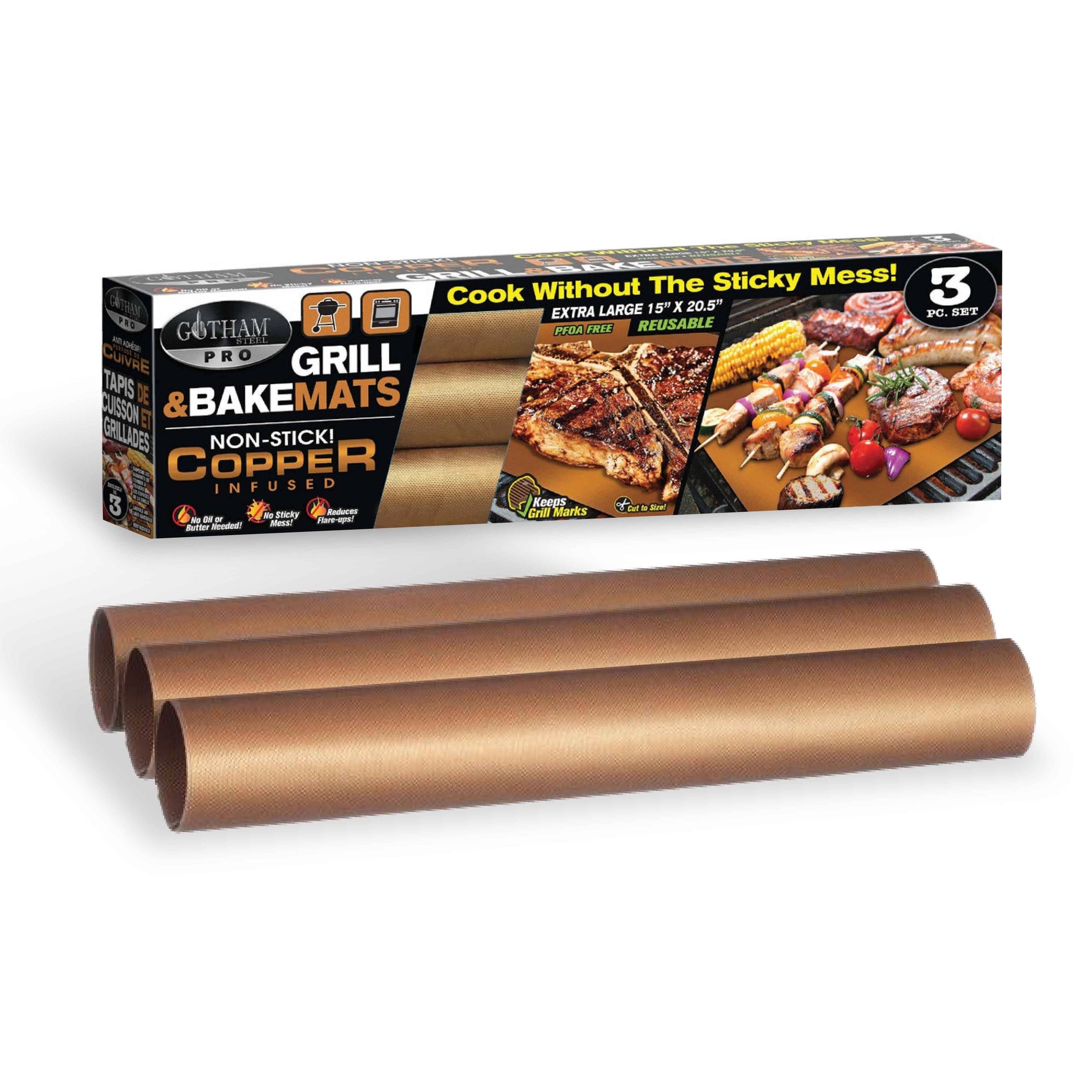 Non-Stick Copper Infused Reusable Pro Bake and Grill Mats