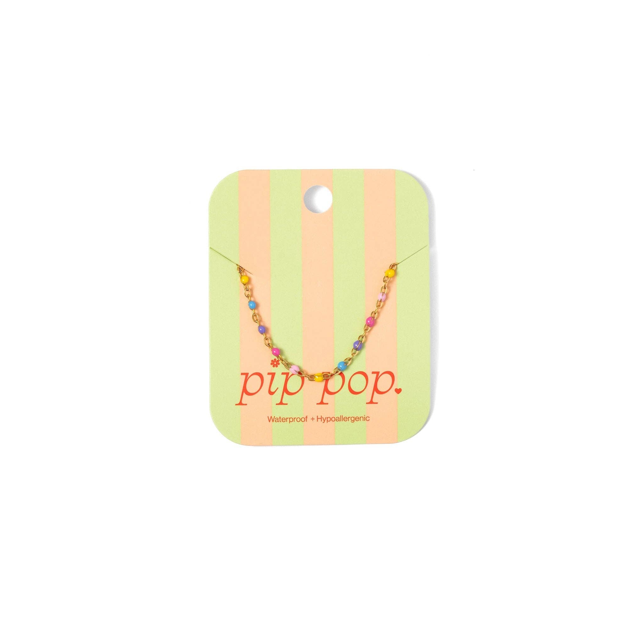 Enamel Bead Necklace: Rainbow