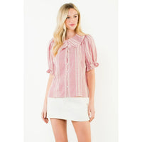 Puff Sleeve Gingham Patterned Top
