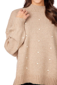 Tan Novie Pom-Pom Sweater