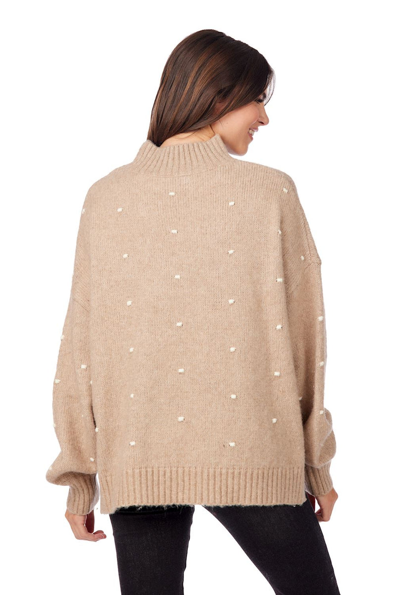 Tan Novie Pom-Pom Sweater