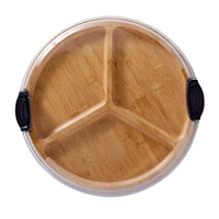 Farberware 14 in. Round Build-a-Board Round Bamboo Charcuterie Board With Three Compartments