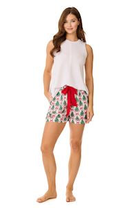 Tree Lattice Bow Pajama Shorts