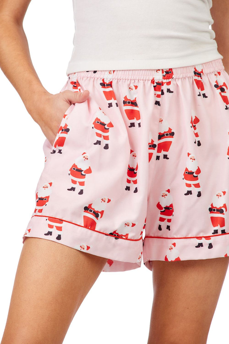 Pink Santa Pajama Shorts