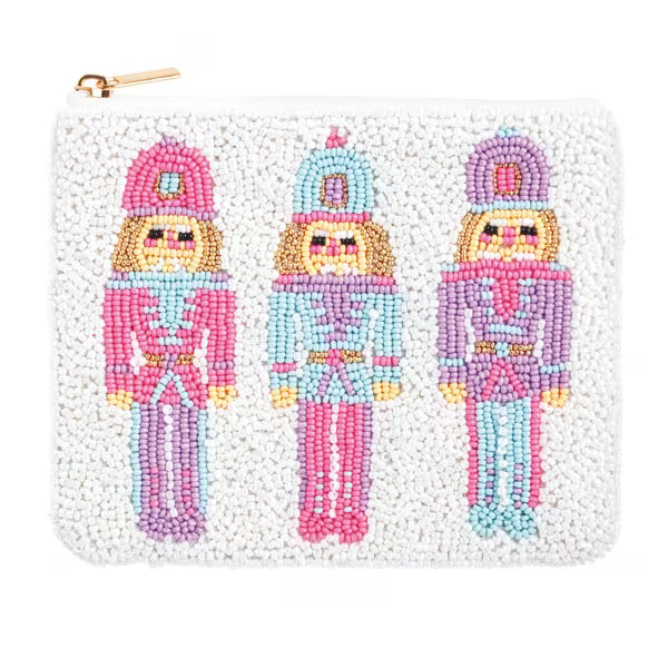 Pink Holiday Beaded Pouches