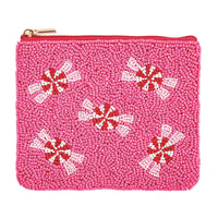 Pink Holiday Beaded Pouches
