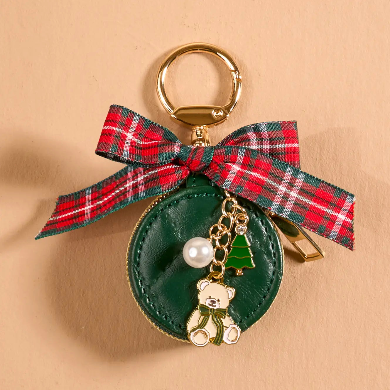 Travel Jewelry Case Bag Charm-Pine & Plaid