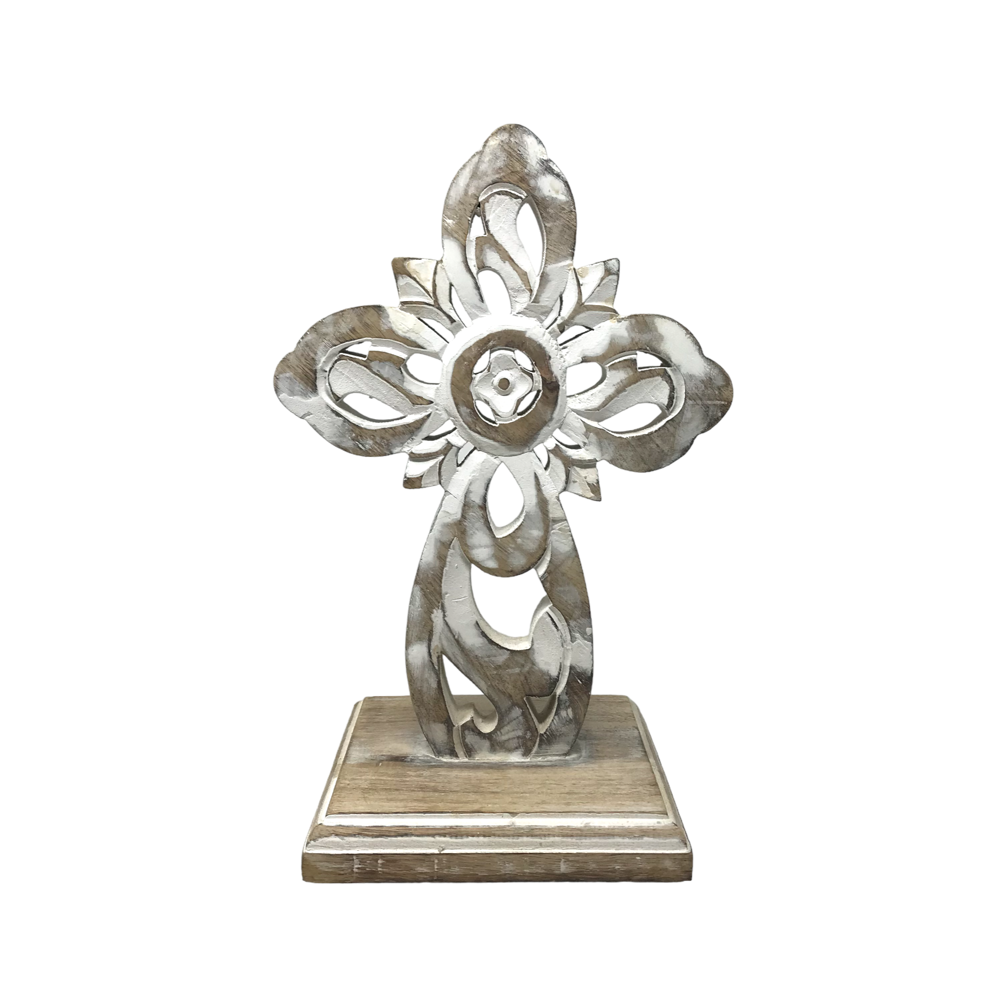 Double Sided Carved Mango Wood San Cristobal Table Cross