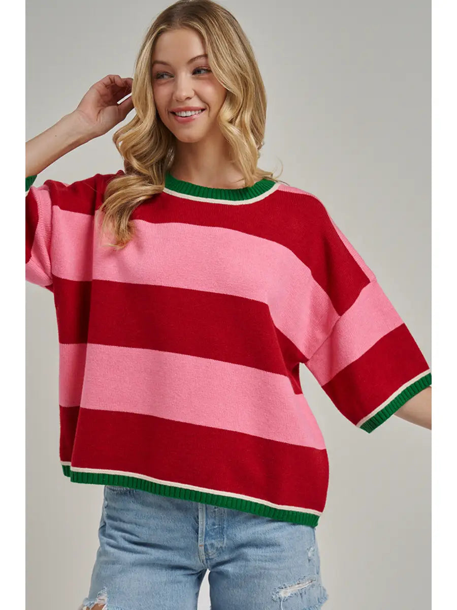 Christmas Wide Stripe Loose Fit Sweater
