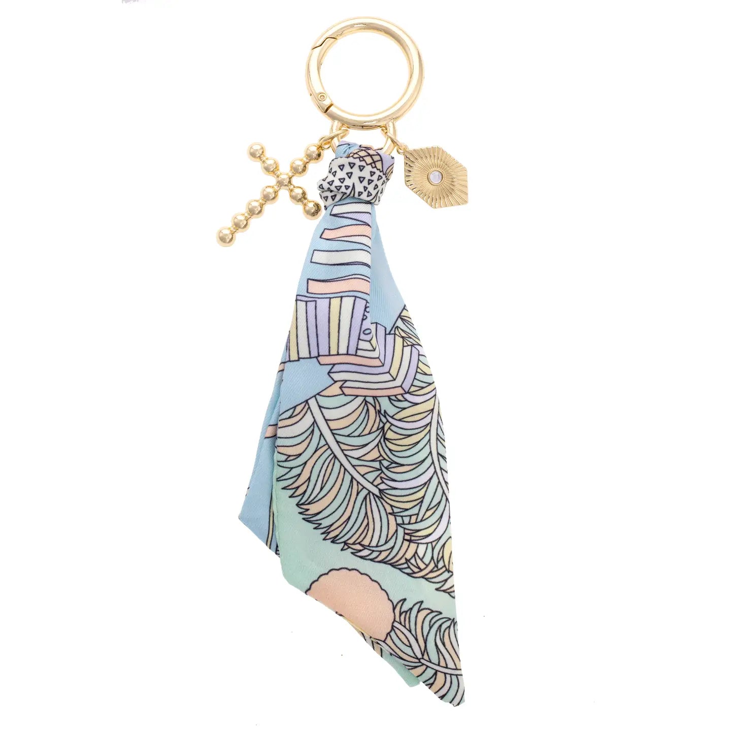 Louisa Beaded Cross Scarf Bag Charm in Pastel Multi Color