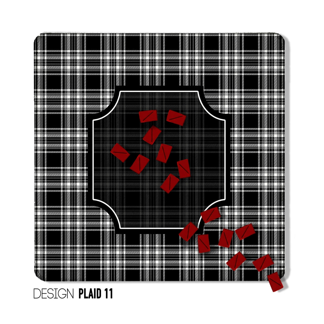 Black And White Christmas Plaid Mahjong Mat