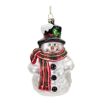 Glittered Glass Snowman With Scarf ornament