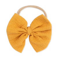 Solid Muslin Sunflower Bow On Headband