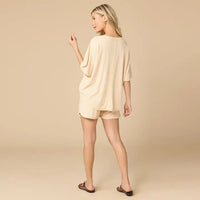 Warm Sand - Terry Relaxed V Neck With Short Set