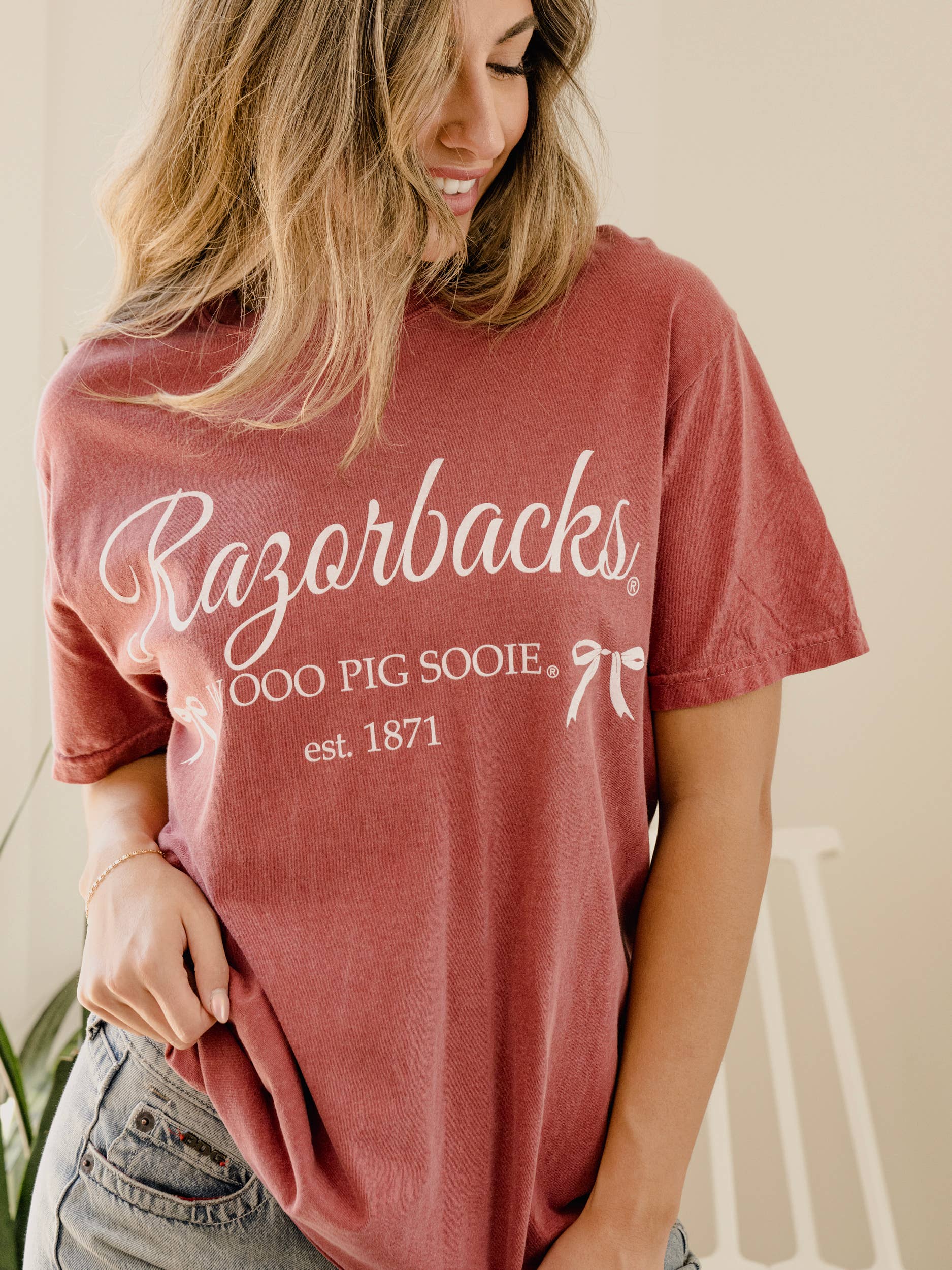 Arkansas Razorbacks Bows Cardinal Comfort Colors Tee
