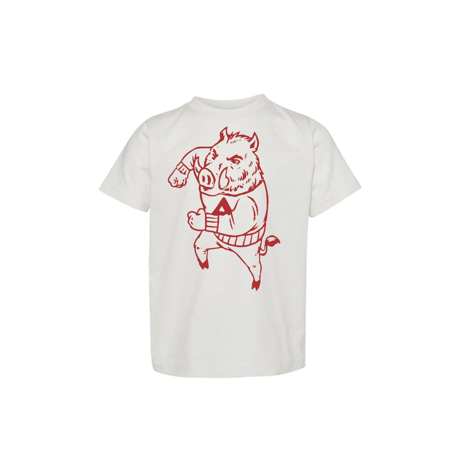 Youth Vintage Razorback Tee: Vintage White + Cardinal
