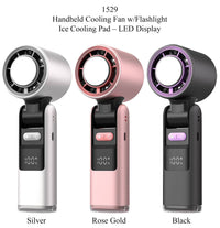 Handheld Ice Cooling Fan & Flashlight- Silver