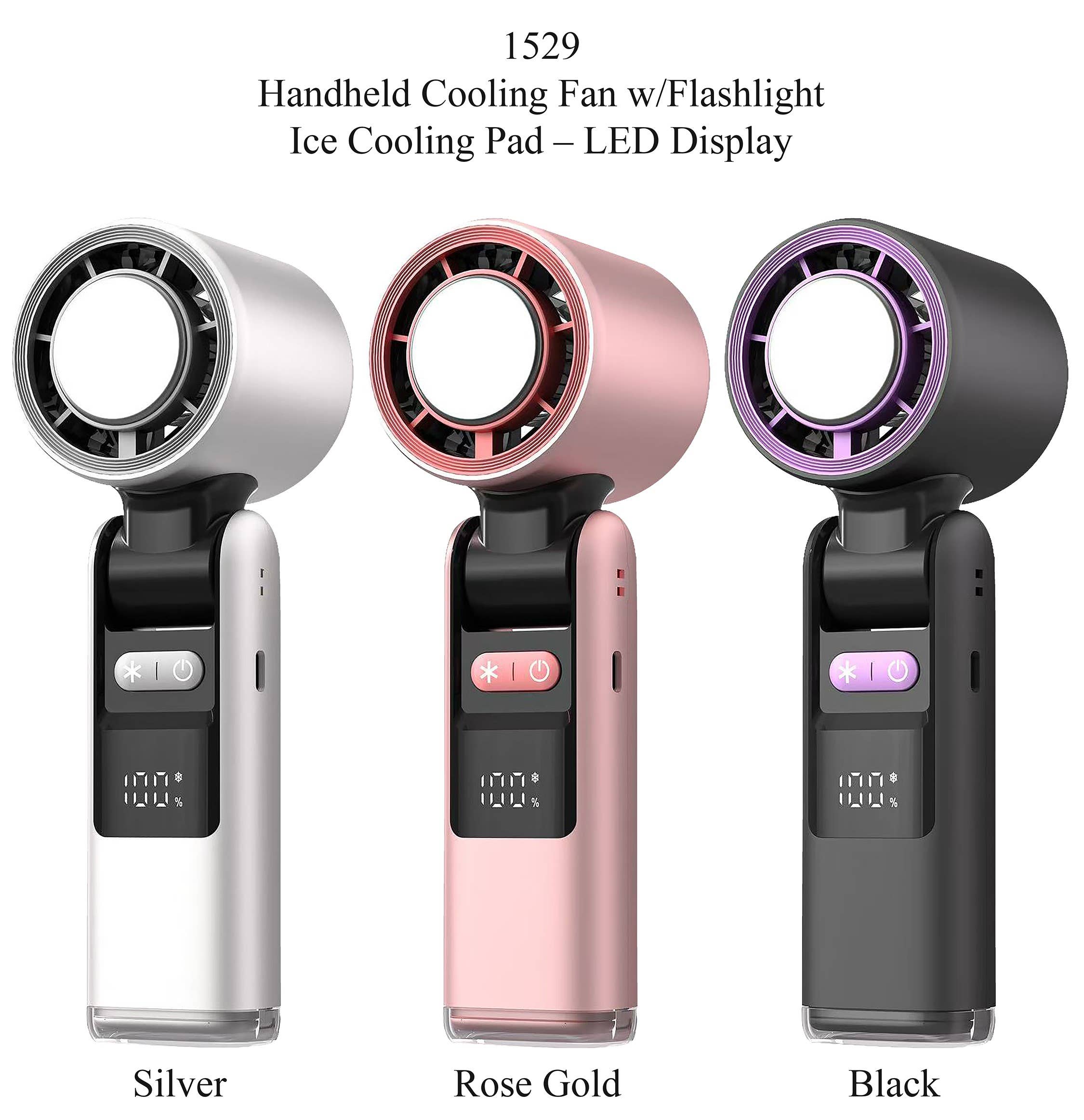 Handheld Ice Cooling Fan & Flashlight- Silver