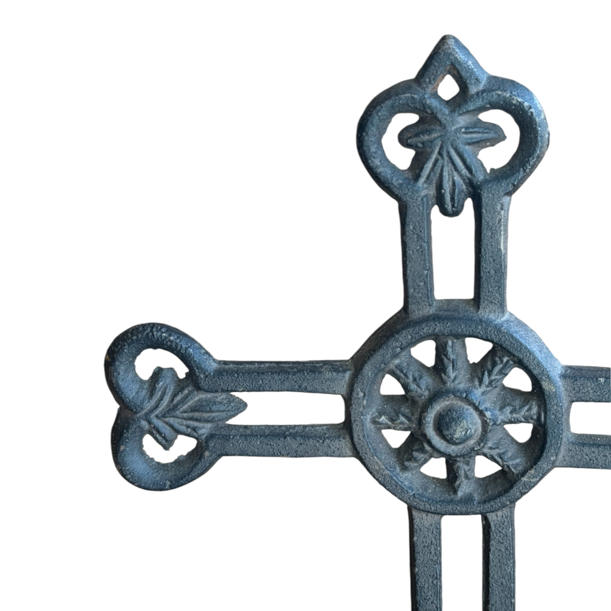 Cast Iron Filigree Table Cross on Rectangular Pedestal Base