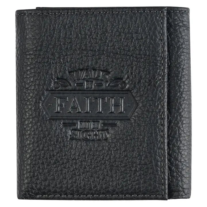 Walk By Faith Black Genuine Leather Wallet 2 Corinthians 5:7