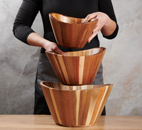 Wavy Wooden Salad Bowls