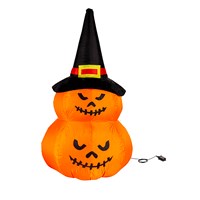 4ft Tall EverInflatable, Stacked Jack-O-Lanterns with Witch Hat