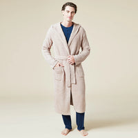 Solid Rib Marshmallow Unisex Hooded Robe- Coco