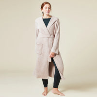 Solid Rib Marshmallow Unisex Hooded Robe- Coco