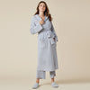 Solid Rib Marshmallow Unisex Hooded Robe- Grey