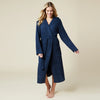 Solid Rib Marshmallow Unisex Hooded Robe- Midnight