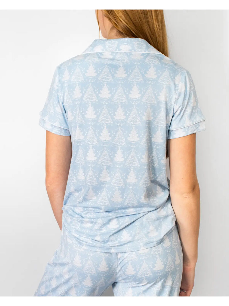 Winter Dreams Short Sleeve Button Up Sleep Shirt