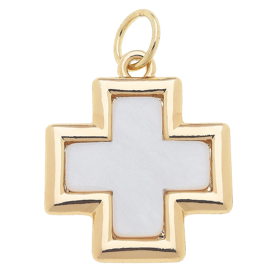 Outline Cross Charm in Mother of Pearl