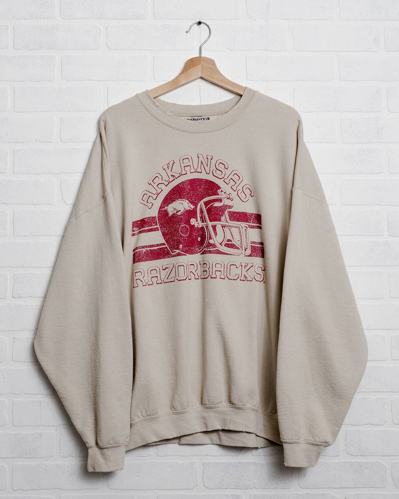Arkansas Razorbacks Champion Helmet Sand Thrifted Sweatshirt