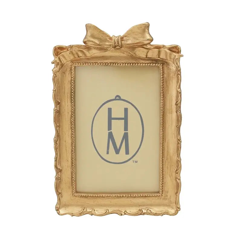 Resin Photo Frame With Bow and Gold Finish