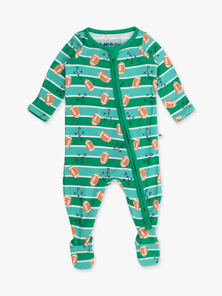 Baby Bamboo Viscose Tackles & Touchdowns Football Footed One Piece Pajama
