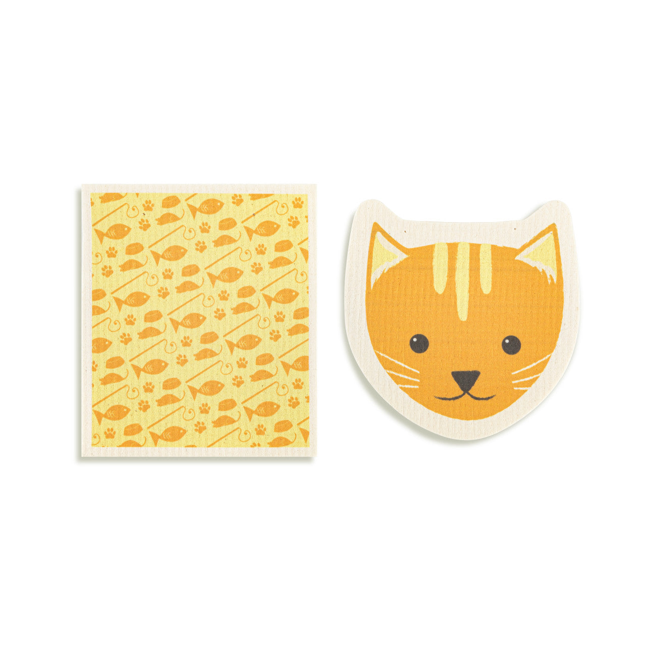 Cat Shaped Biodegradable Dish Cloths (Set Of 2)