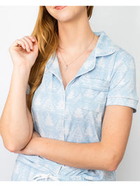 Winter Dreams Short Sleeve Button Up Sleep Shirt