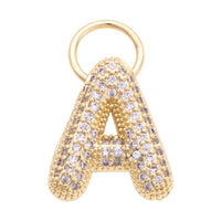 Letter Pave Initial Charms in Shiny Gold
