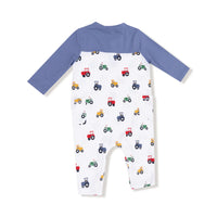 Romper With Contrast Sleeves- Mini Tractor