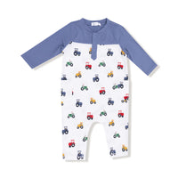 Romper With Contrast Sleeves- Mini Tractor